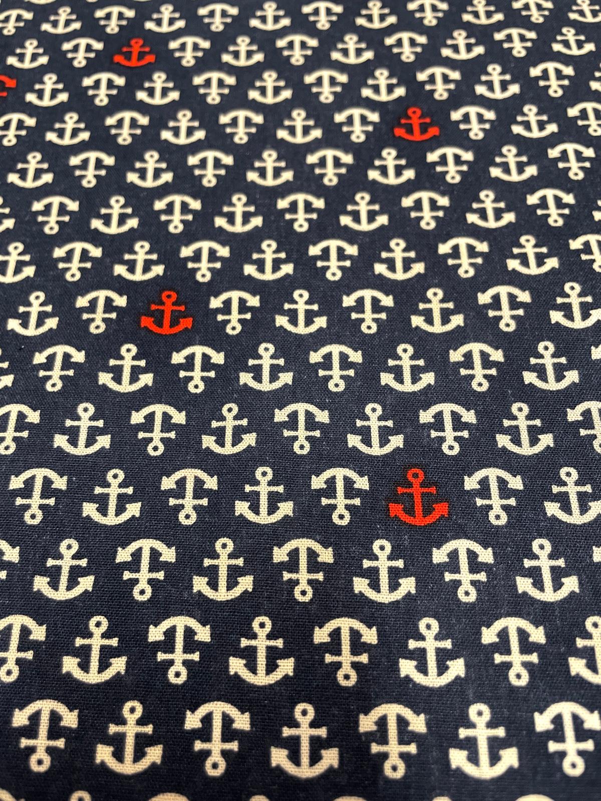  Baumwolle Popeline mit Ankern maritim